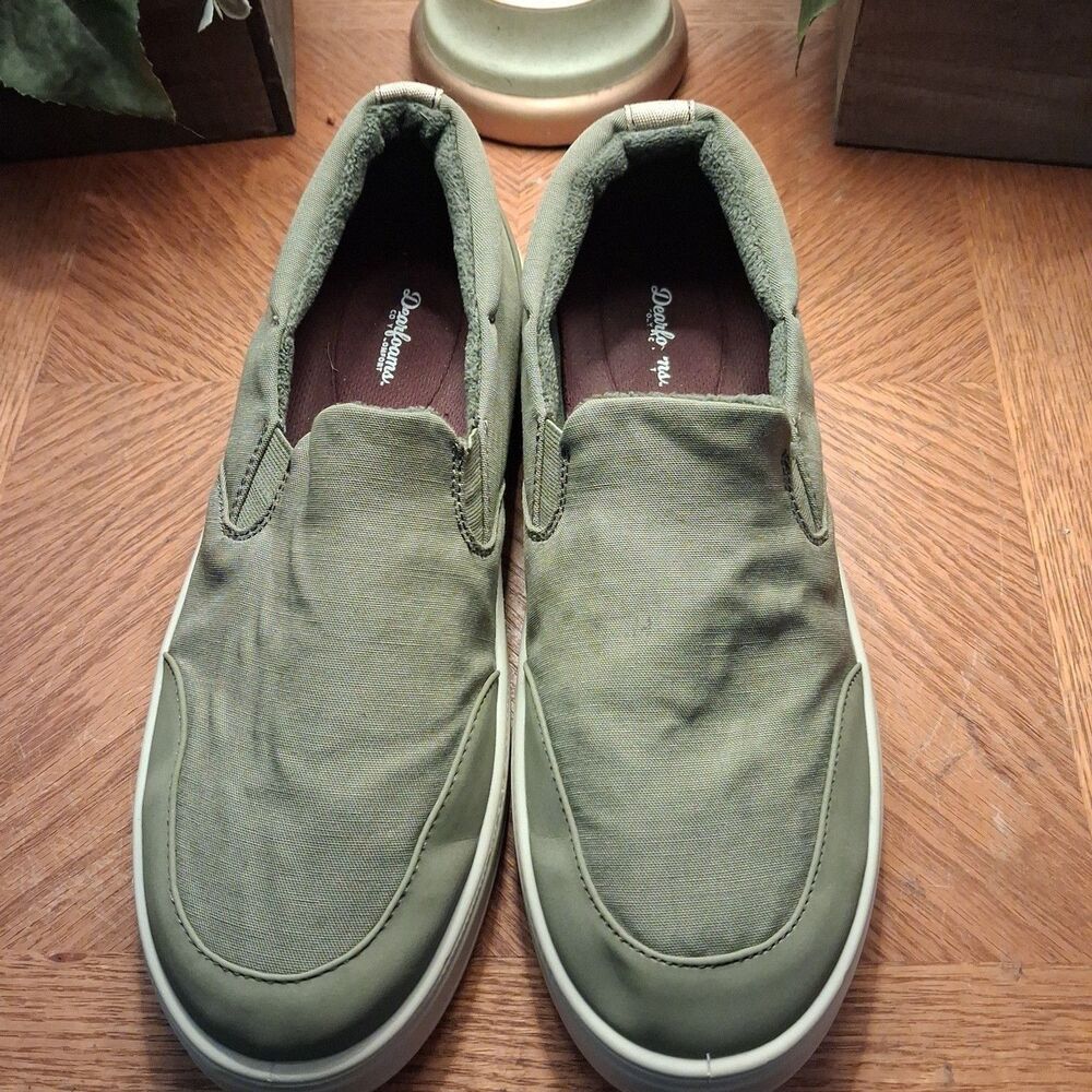 Dearforms Womens Green Canvas Slip On Flats Loafer Size 10 US 8 UK 10 AU Comfort - Picture 4 of 14